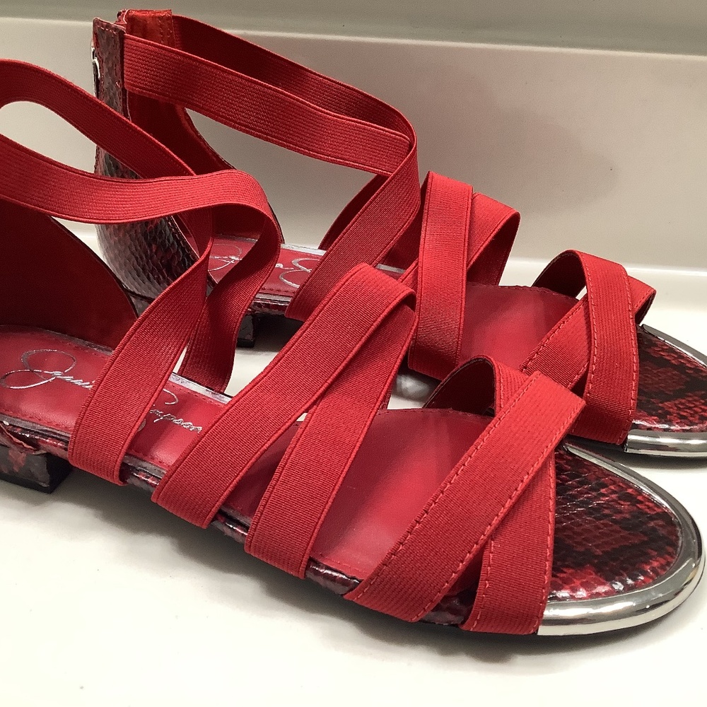 Jessica Simpson red strappy sandals 8.5